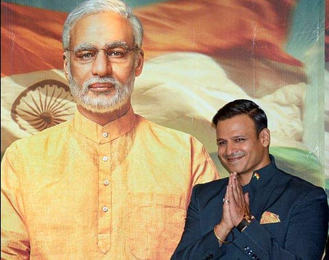 Bollywood actor Vivek Oberoi poses for photos after the poster launch of Prime Minister Narendra Modi's biopic in Mumbai (File | PTI)