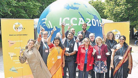 MLA Sowmya Reddy (in orange) at the Climate Change Action conference in Germany, where Carbonlites won Better Together award