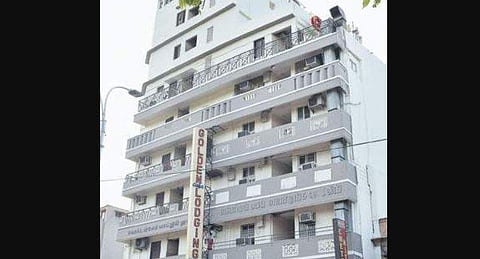 The lodge at Poonamallee High Road, Periyamet, where a mother and her son attempted suicide | Karthik R