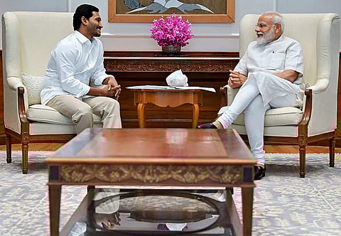 Prime Minister Narendra Modi (R) and Andhra Pradesh Chief Minister Jagan Mohan Reddy (Photo | PTI)