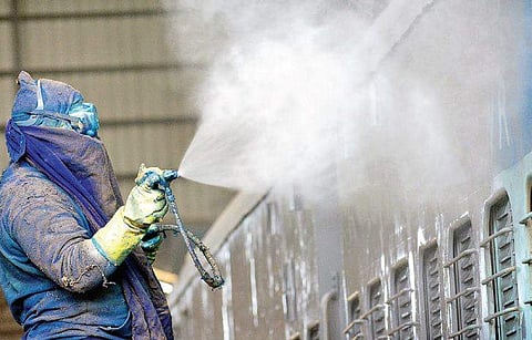 Workers spruce up a rake at the carriage repair workshop in Hubballi  | D Hemanth