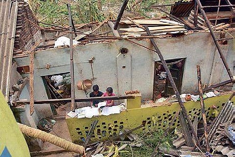 A house damaged by cyclone Fani in Odisha.
