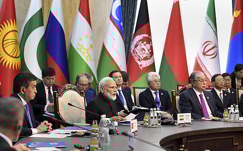 File image of Prime Minister Narendra Modi at the delegation level meeting of the Shanghai Cooperation Organization SCO Summit in Bishkek, Kyrgyzstan on 14 June 2019. 