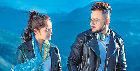 A still from Zindagi Di Paudi, a new hit single by Punjabi-Bollywood singer MIlind Gaba (right) with actress Jannat Zubair