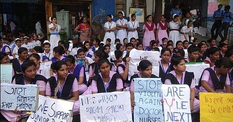 Doctors on strike in Kolkata on 14 June 2019. (Photo | EPS)