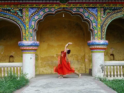 French woman, Jaya Tedone, intends to become a yoga trainer and serve society. (Photo | EPS)