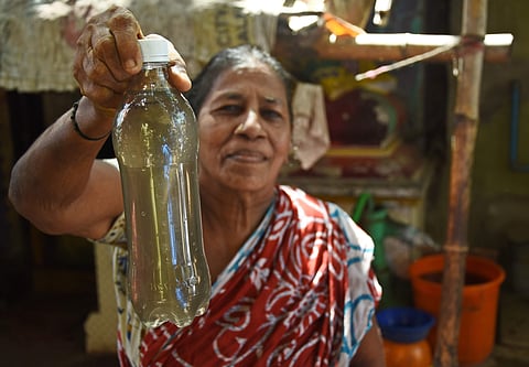 Water from handpumps is mixed with sewage. (Photo | Ashwin Prasath, EPS)