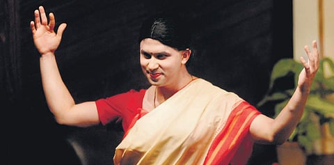 Farhad Colabavala, who plays the onstage Kasturba and the other six characters in Director Madhav Mehta’s play, Kasturba Panda Ki Pantie