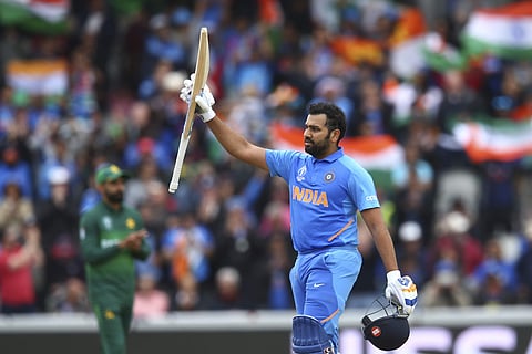 Rohit Sharma celebrates his 24th ODI ton. (Photo | AP)