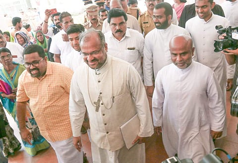 Rape-accused Bishop Franco Mullackal appears before the Judicial First Class Magistrate court, Pala in Kerala, on 10 May 2019. (Photo | EPS)