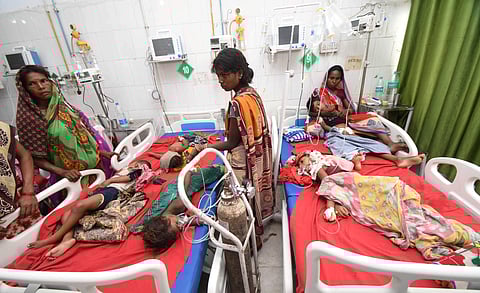 Children showing symptoms of Acute Encephalitis Syndrome AES being treated at Shri Krishna Medical College and hospital in Muzaffarpur Sunday June 16 2019. | PTI
