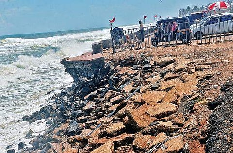 The battered Shangumugham beach Vincent Pulickal