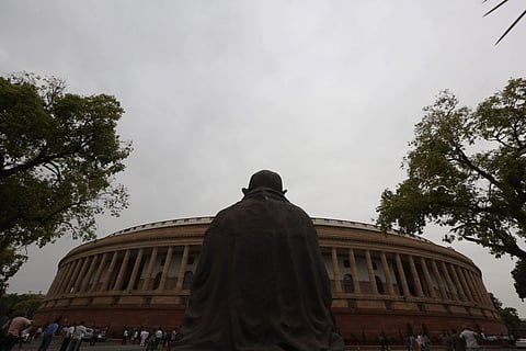 A view of Parliament House during the first session of the 17th Lok Sabha in New Delhi Monday June 17 2019.  | (Shekhar Yadav | EPS)