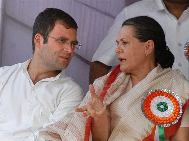 On December 5, 2017, he succeeded his mother Sonia Gandhi, the longest serving Congress chief who has helmed the party since 1998. IN PIC: Congress president Sonia Gandhi with AICC General Secretary Rahul Gandhi during a rally at Phoolbagh ground in Kanpur, after the conclusion of the two-day UP Congress Convention on 31st March, 2008. (Photo | PTI)