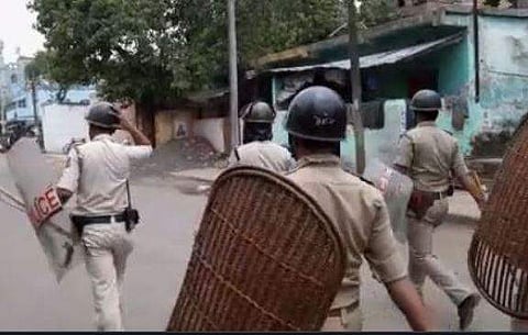 Rapid Action Force (RAF) personnel control the situation in Bhatpara (Photo | ANI)