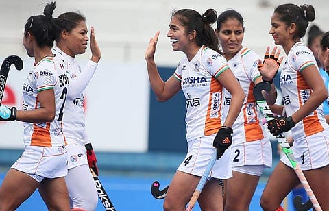 India women hockey team at Hiroshima (Photo | Hockey India Twitter)