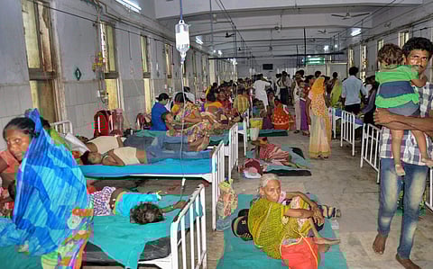 Children showing symptoms of Acute Encephalitis Syndrome AES being treated at a hospital in Muzaffarpur district Wednesday June 19 2019.  | (File | PTI)