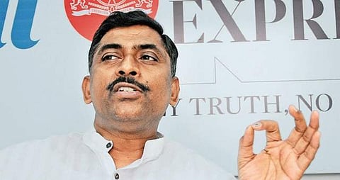 P Muralidhara Rao, BJP general secretary, speaking to Express team in Hyderabad. (Photo | S Senbagapandiyan)