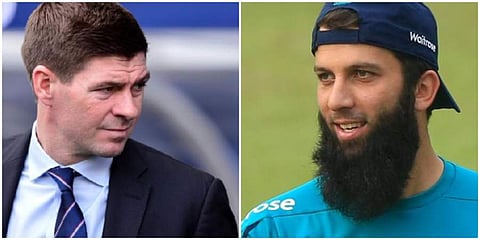 English football legend Steven Gerrard (L) and cricketer Moeen Ali (Photos | Agencies)