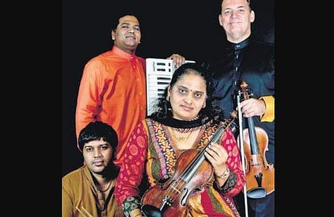 Jyotsna Srikanth (foreground) with (from left) Karthik Mani, Shadrach Solomon  and Robert Atchison