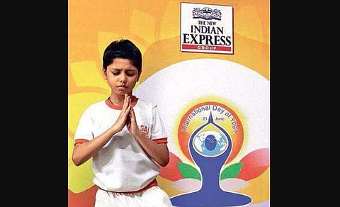 A student of Sai International School performing Yoga. ( Photo | EPS)