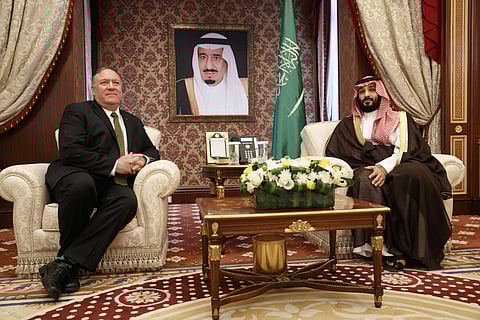 Secretary of State Mike Pompeo meets with Saudi Arabia's Crown Prince Mohammed bin Salman, at Al-Salam Palace in Jiddah, Saudi Arabia. (Photo | AP)