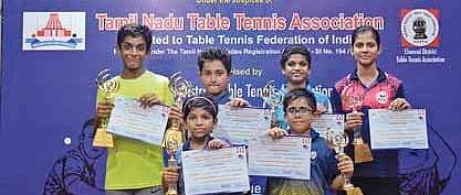 Winners in various categories at the RRS 3rd state ranking table tennis tournament