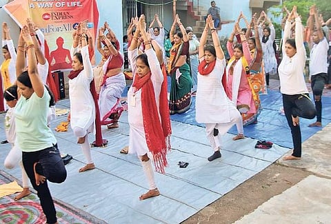 TNIE organises special yoga session at old age home in Bhubaneswar
