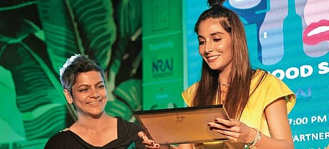 Musician Monica Dogra (right) took to the DJ console after the panel discussion.