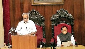 Odisha governor Ganeshi Lal addressing the state Assembly.