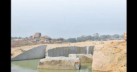Illegal mining on granite slabs in Ladagad near Siddeshwarpur. ( Photo | EPS)