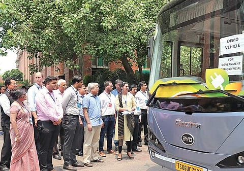 Delhi Transport Minister Kailash Gahlot and others during the inauguration of the Urban Mobility Lab workshop in New Delhi on Wednesday