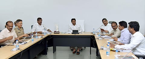 Vijayawada Andhra Pradesh CM YS Jagan Mohan Reddy during CRDA review meeting at CM's camp office in Tadepalli near Vijayawada on Wednesday. (Photo | EPS)