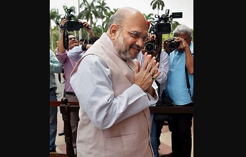Union Home Minister Amit Shah outside the Parliament on 28 June 2019. (Photo | PTI)