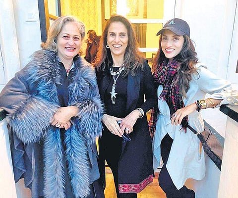 (Above, from left) Judith Bidapa, Shobhaa De and Avantika De;  (right) Prasad Bidapa with Arundhati De