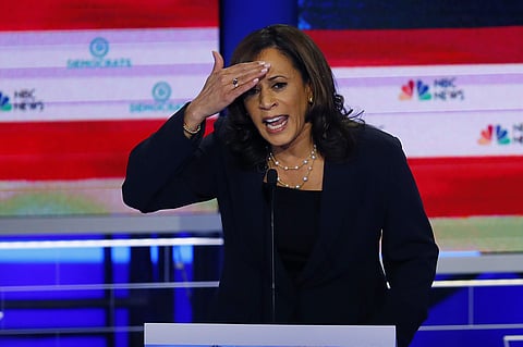 US presidential candidate Kamala Harris at the first democratic presidential debate in Miami. ( Photo | AP)