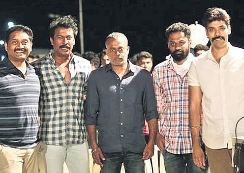 Gautham Menon(3rd from left) with the rest of the cast