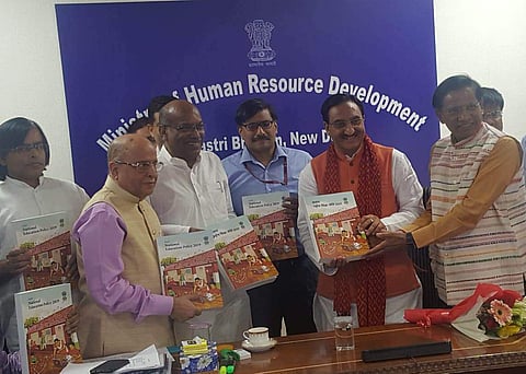 Draft New Educational Policy 2019 being submitted to the Minister for HRD by the Drafting Committee. (Photo | HRD ministry/Twitter)