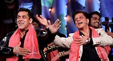 Bollywood actors Shah Rukh Khan (L) and Salman Khan (File Photo | PTI)