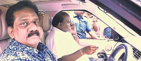 Shauqat Ali Khan has been Karnataka Chief Minister (on right) H D Kumaraswamy’s driver for 13 years. (Photo | EPS)