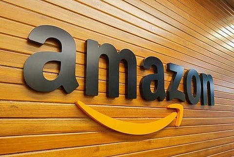 The logo of Amazon is pictured inside the company's office. (File Photo | Reuters)