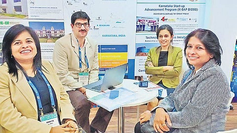 (From left) Ankita Kumar, Dr S Balasubramanya, Dr Anjana Batni and Sandhya Sirs at BIO International Convention, USA