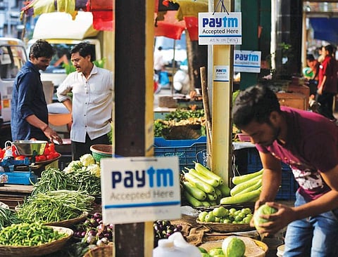 A vegetable market accepting cashless transactions