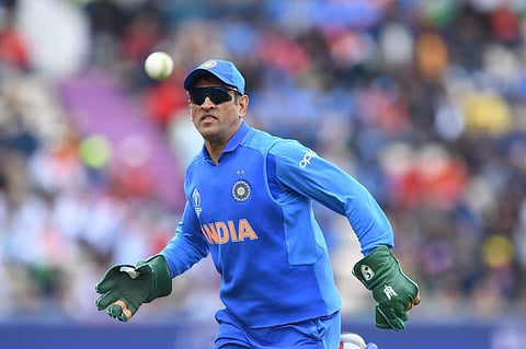 The 'Balidaan Badge' or the Army insignia was spotted on MS Dhoni's gloves (Photo | AFP)