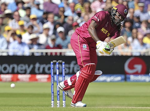 West Indies' Chris Gayle bats during the Cricket World Cup match between Australia and West Indies at Trent Bridge in Nottingham. (Photo | AP)