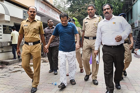 Dawood Ibrahim s brother Iqbal Kaskar being taken to a civil hospital for routine check up in Thane on 7 june 2019. (Photo | PTI)