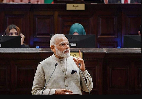 Prime Minister Narendra Modi addresses the Majlis the Parliament of Maldives at Male in Maldives on 8 June 2019. (Photo | PIB)