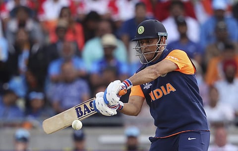 India's Mahendra Singh Dhoni bats during the Cricket World Cup match between India and England in Birmingham. (Photo | AP)