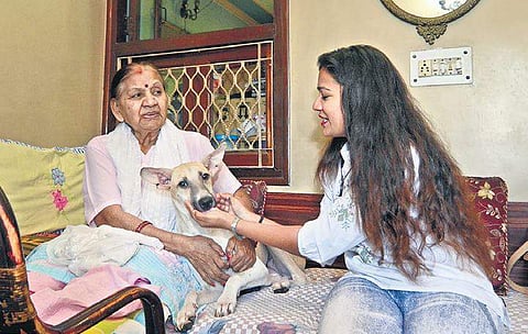 Manisha Michael with her grandmother Saleena at home in New Delhi. (Photo | Naveen Kumar, EPS)