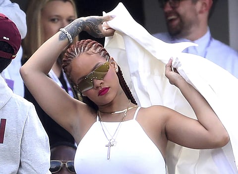 The Barbados-born singer gave vocal support to the two-time champions | AP